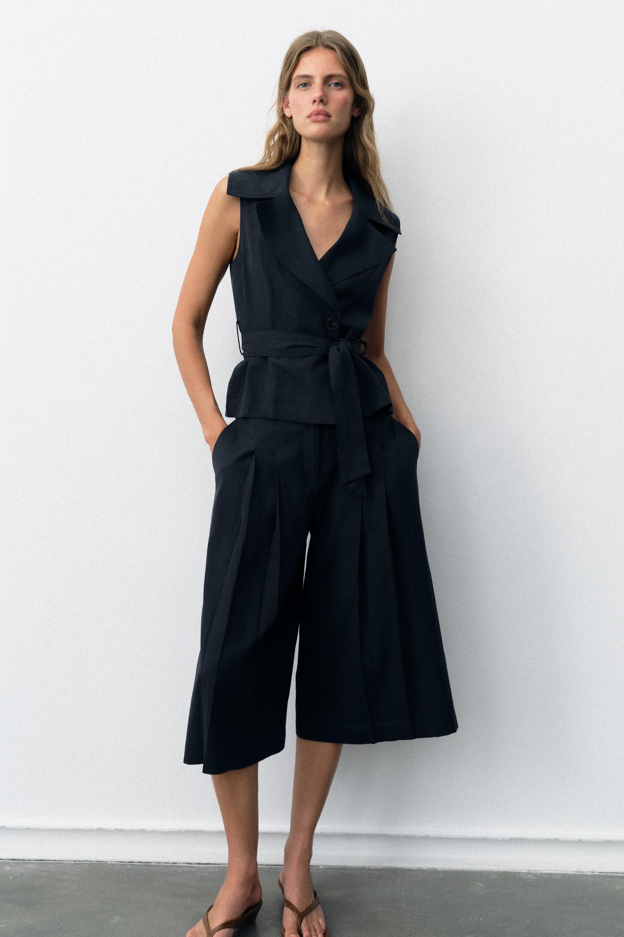 GILET EN LIN AVEC CEINTURE